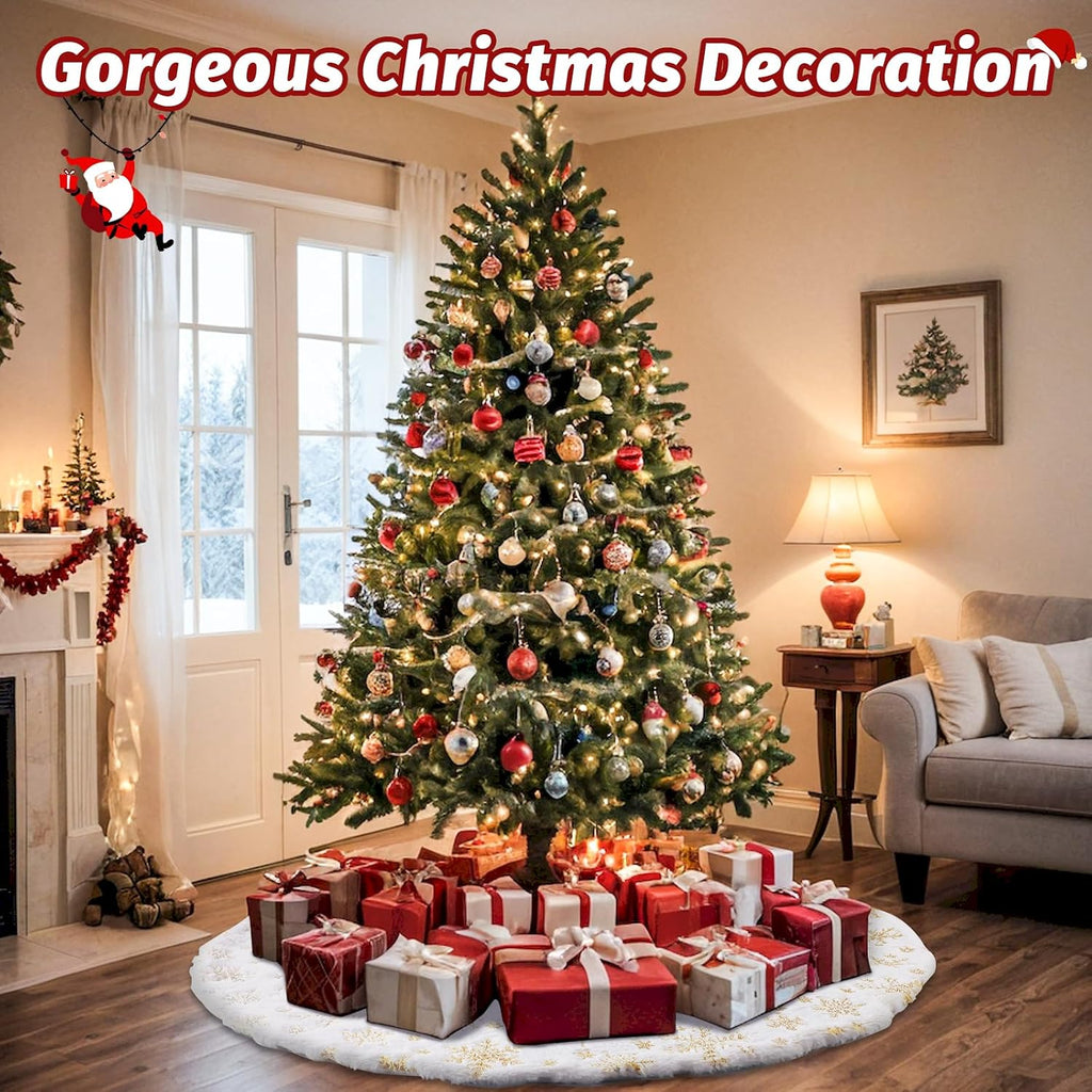 Christmas Tree Skirt, 36 inches White Christmas Tree Skirts