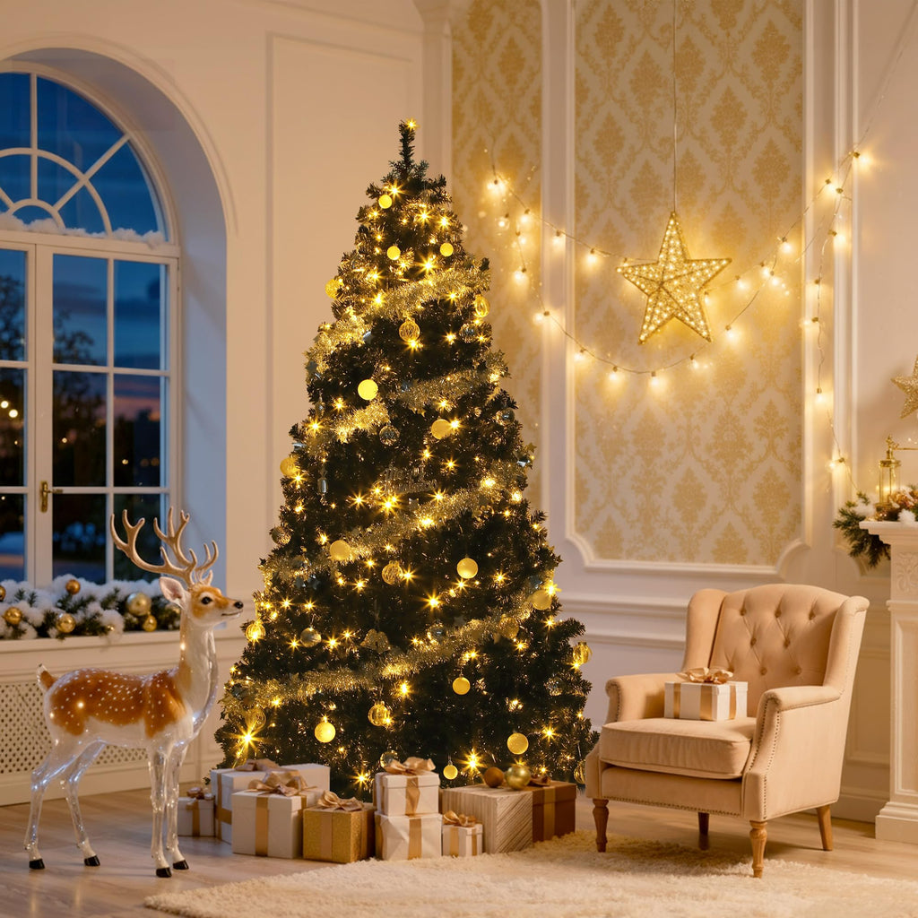 6ft Pre-lit Black Halloween Christmas Tree with Remote