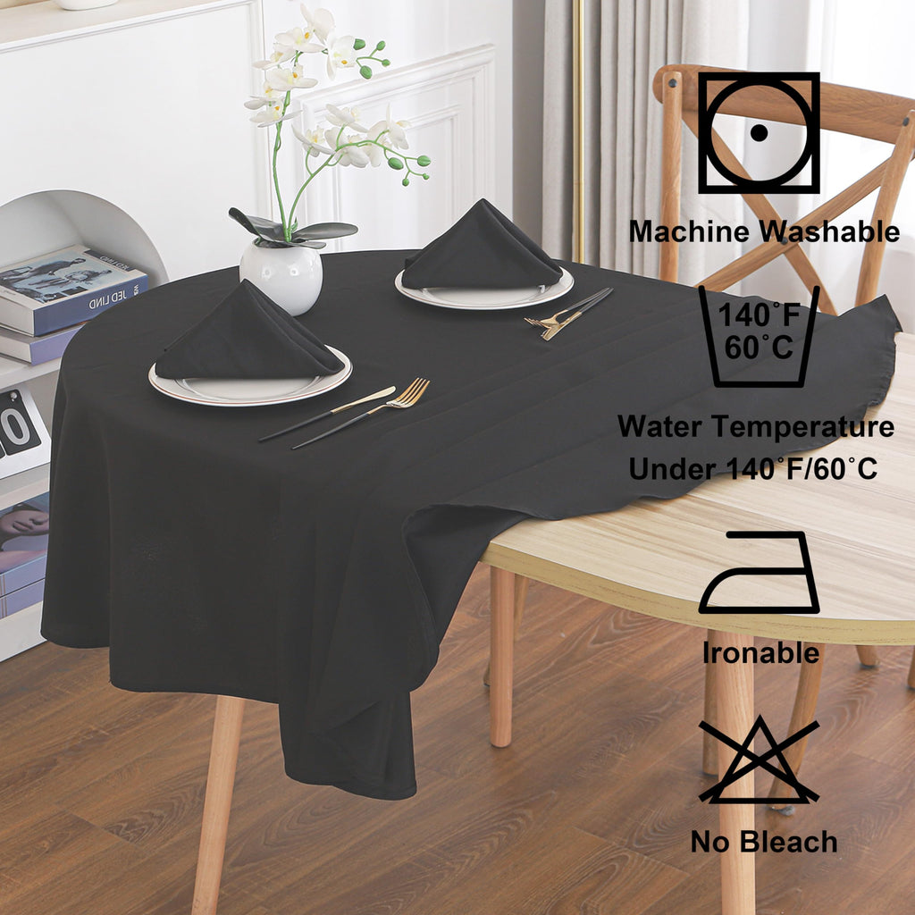 Black Oval Tablecloth, 60 x 84 Inch, Stain and Wrinkle Resistant Machine Washable Polyester Table Cloth, Fabric Table