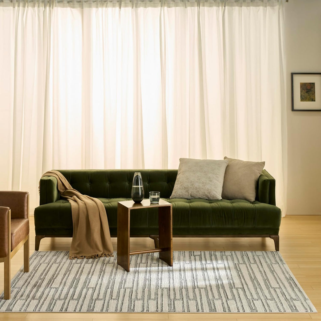 Home Nordic Ivory Grey Area Rug - Easy Clean, Non Shedding, Bed Room, Living Room, Dining Room, Kitchen (5' x