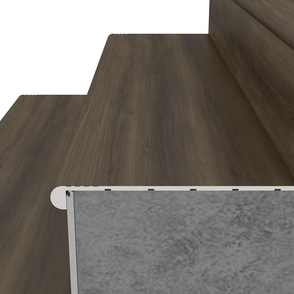 EverLux Basic 20 mm. T x 48.42 in. L x 11.81 in. W Vinyl Stair Tread (4 Pieces) (Hickory)