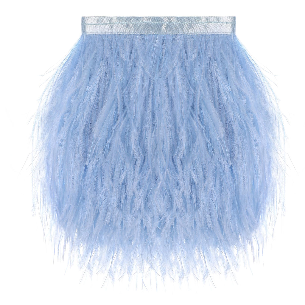 Light Blue Ostrich Feather Trim, 4 Inch 2 Yards