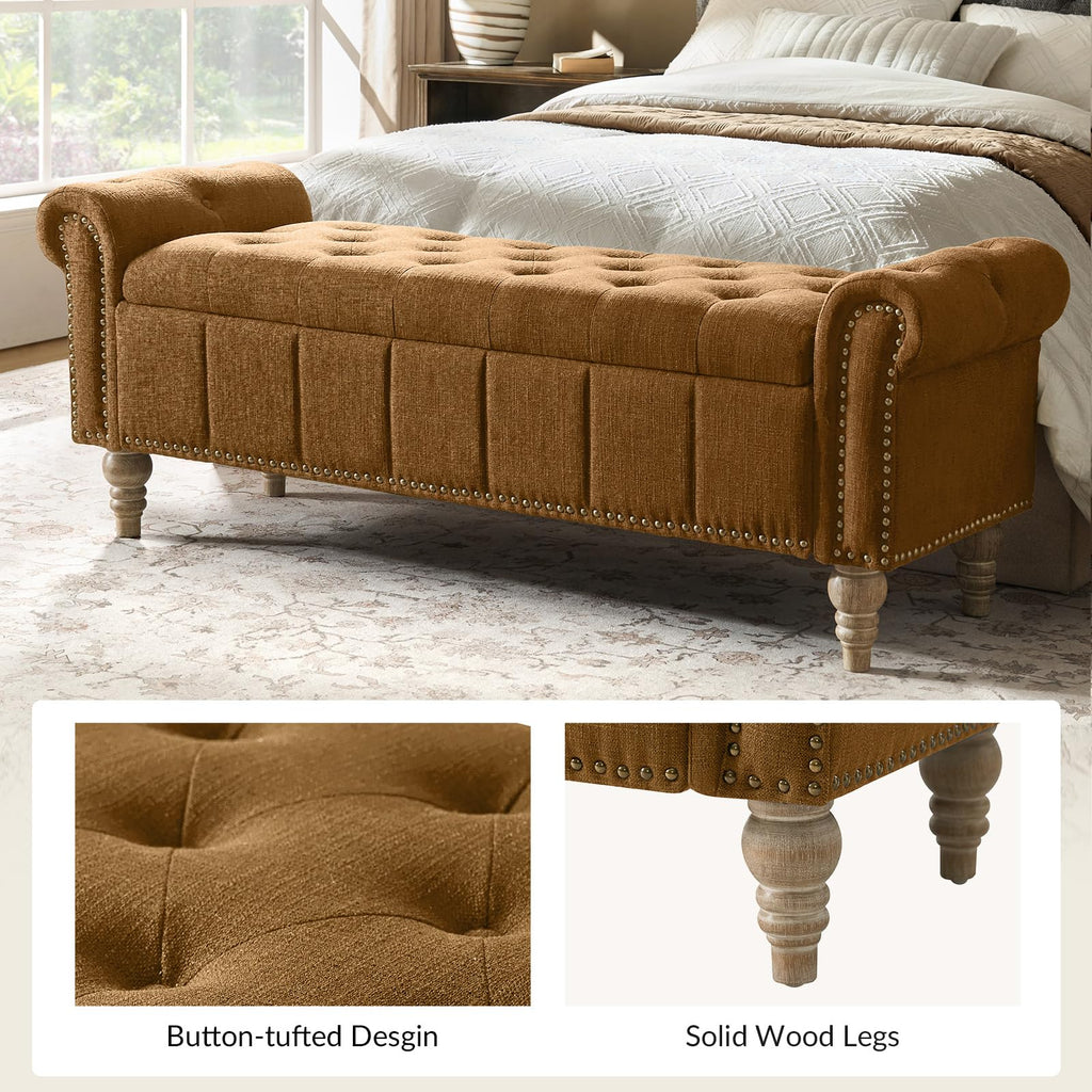 Farmhouse Storage Bench, Golden