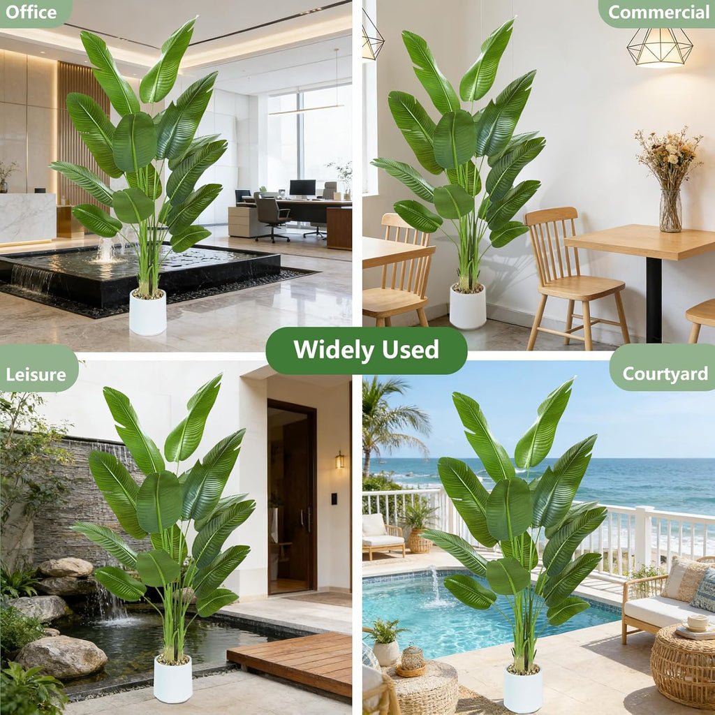 Bird of Paradise Artificial Tree 7ft Tall Faux Plant, Fake Banana Leaf Plant Indoor, Faux Palm Tree Faux Floor Plants