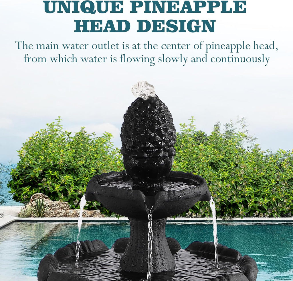 Garden Water Fountain Outdoor, 47.3" High Large Roman Italian Waterfall Fountain for Outside