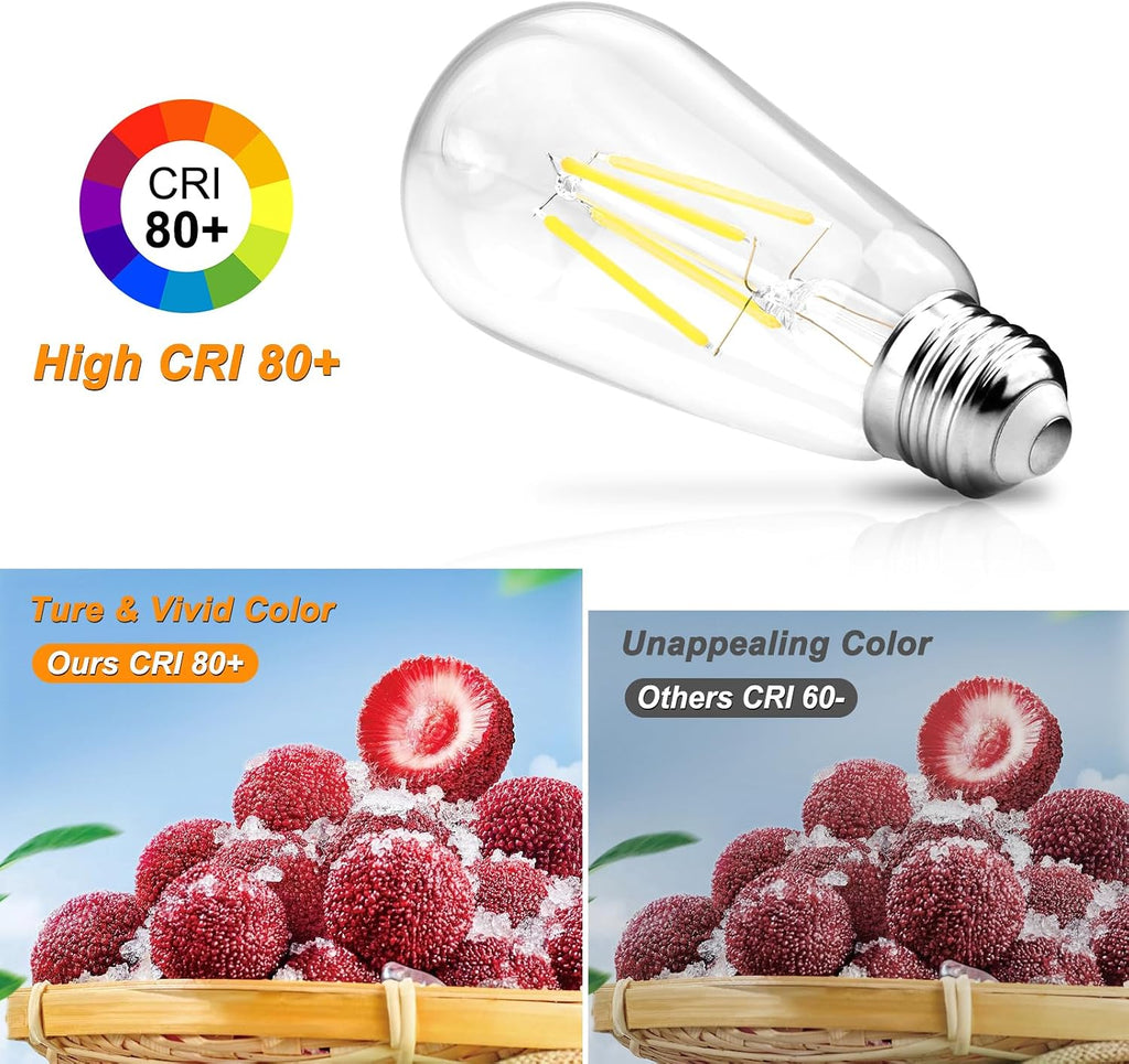 LED Edison Bulbs, E26 Base Vintage Light Bulb, 6W (60W Equivalent)
