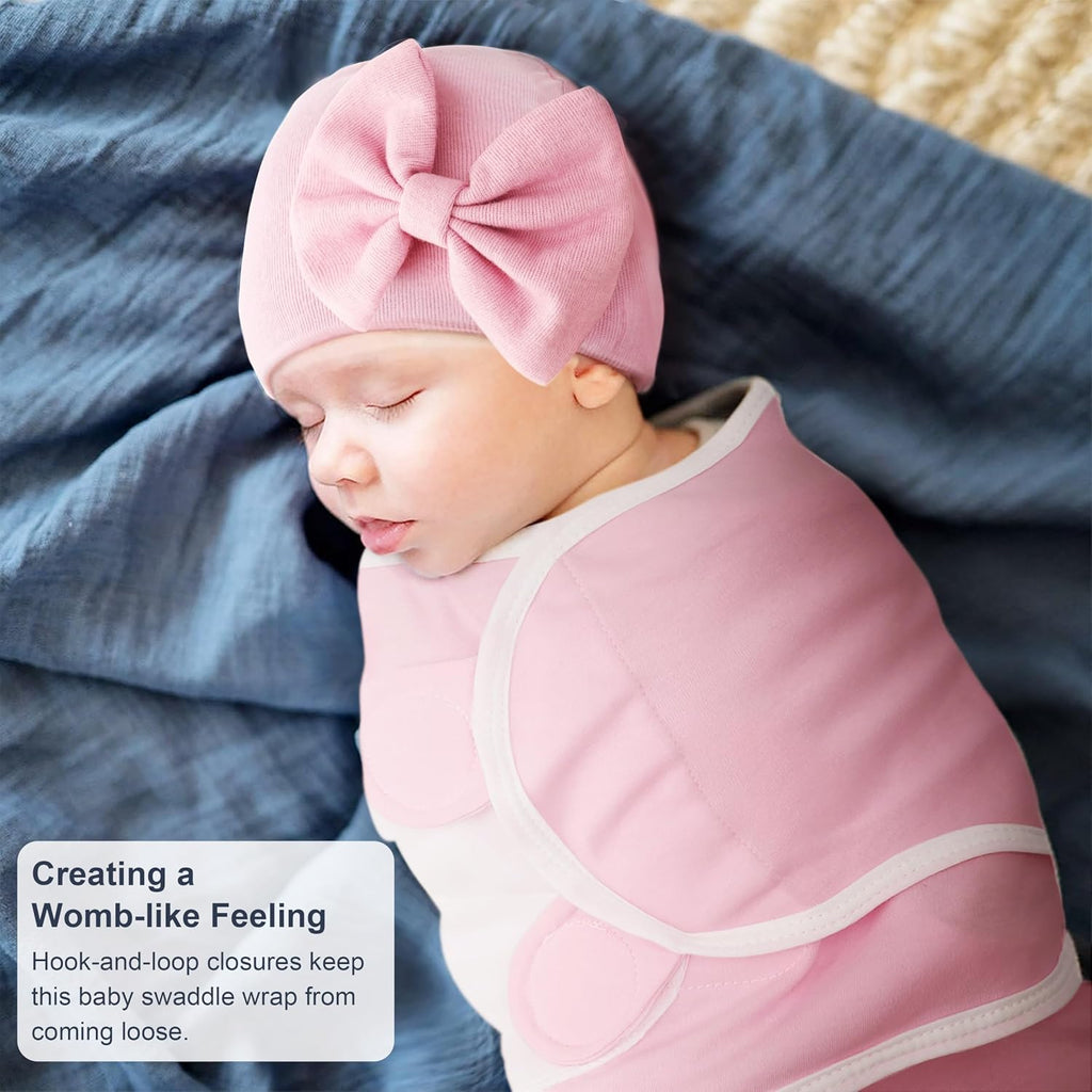 Baby Swaddle Blankets Solid Bow Hats for Newborns