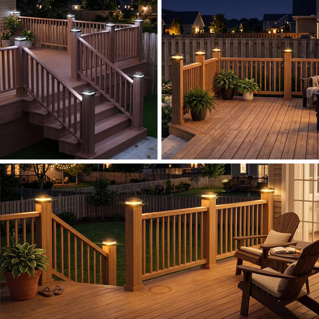 4x4 Solar Post Cap Light 24Pack, 2 Modes Waterproof for Deck Fence