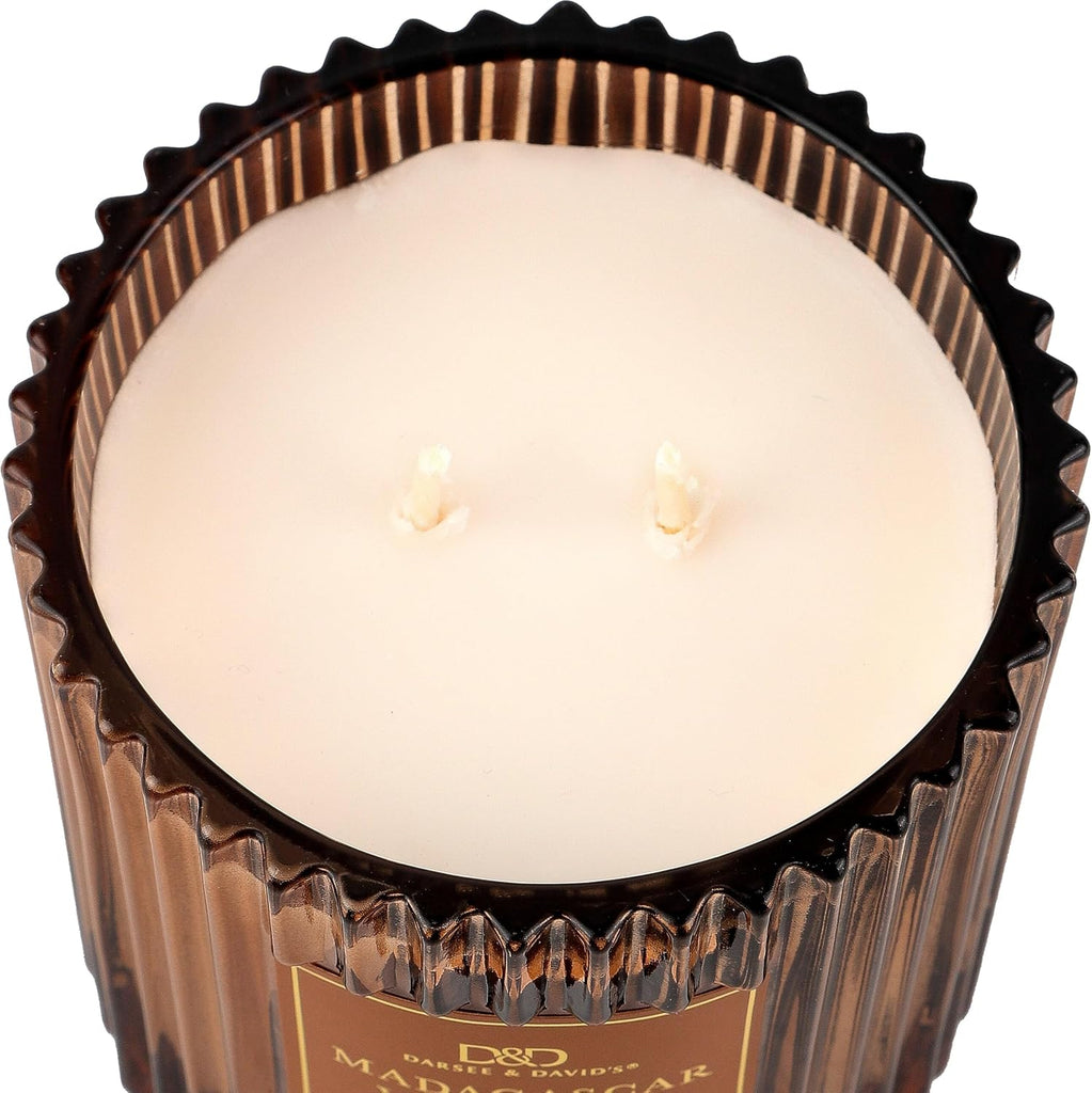 Darsee & David's, Madagascar Vanilla & Cedar Ribbed Candle, 10 Ounces - Set of 10