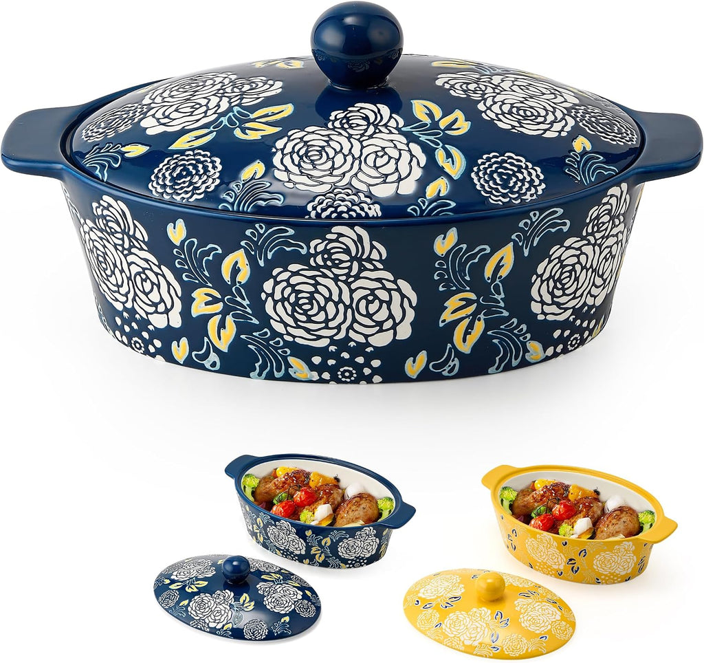 Ceramic Casserole Dish With Lid, Casserole Dishes for Oven, Dish Lasagna Pans For Cooking, Oval Pan, Dutch Oven