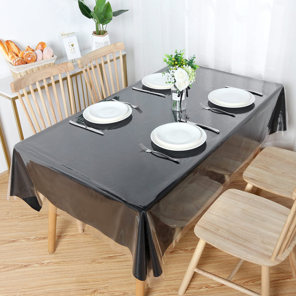 Clear Plastic Tablecloth 54 x 144 Inch, 100% Waterproof Oil-Proof Spill-Proof Vinyl PVC Table Cloth, Wipeable