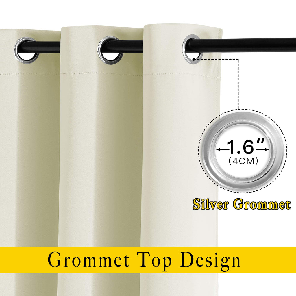 Bedroom Curtains Room Darkening Draperies - Grommet Top Beige Thermal Insulated Energy Saving Privacy Drapes /Home