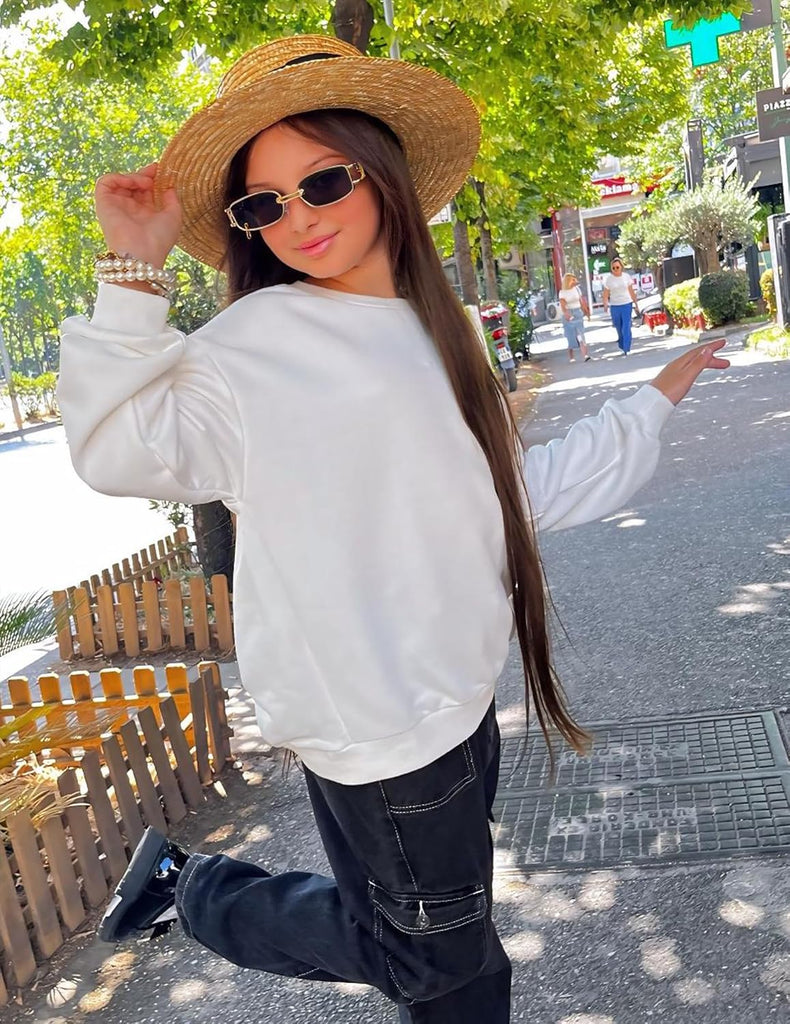 Girls Oversized Striped Crewneck Sweatshirt Long Sleeve Color Block Pullover Tops Fall Casual Clothes