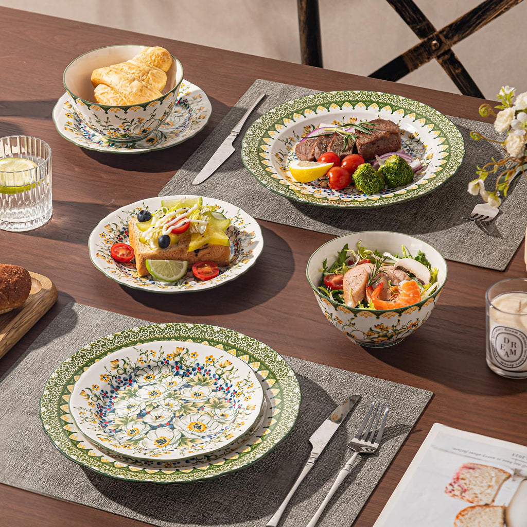 Ceramic Dinnerware Set, Series Western I(Green Jasmine)