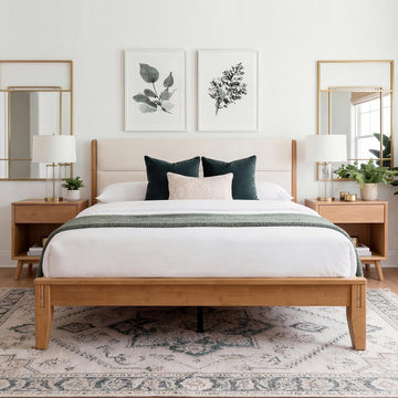 Joinery Inspired Solid Bamboo Bed Frame with Headboard