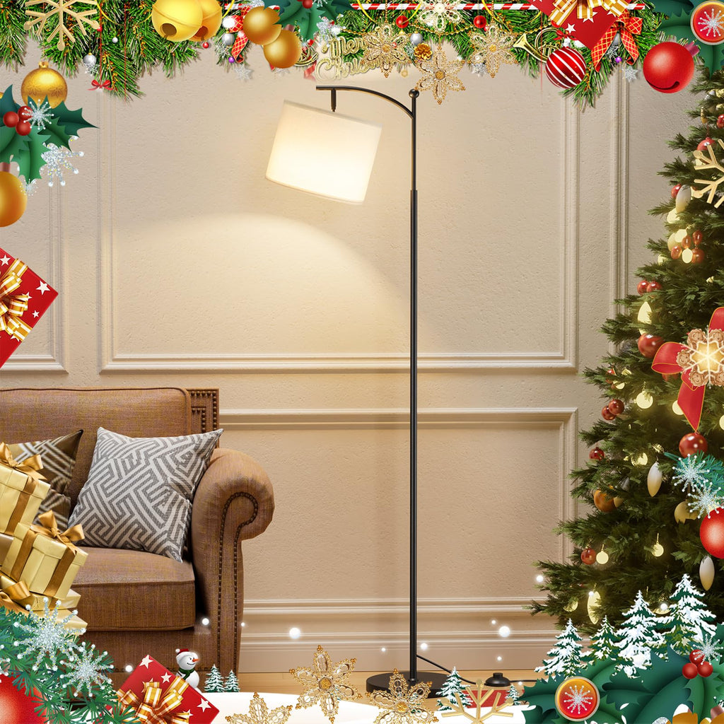 60" Floor Lamp with Remote and Stepless Dimmable Bulb, Black Pole
