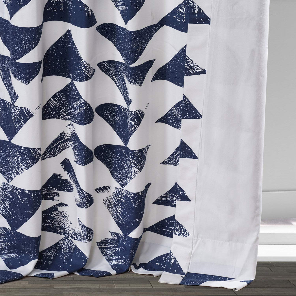 Modern Triangular Geometric Printed Curtains Cotton Curtains 120 Inches Long (1 Panel) Room Darkening Curtains, 50W