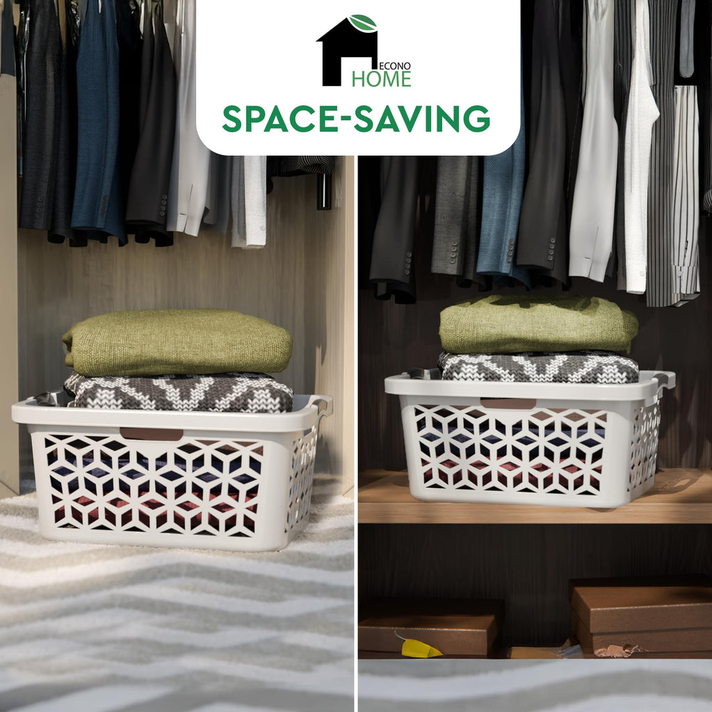 Laundry Basket - Large 2 Bushel Laundry Basket with Handles - Stackable Plastic Hamper for Dirty Clothes - Storage
