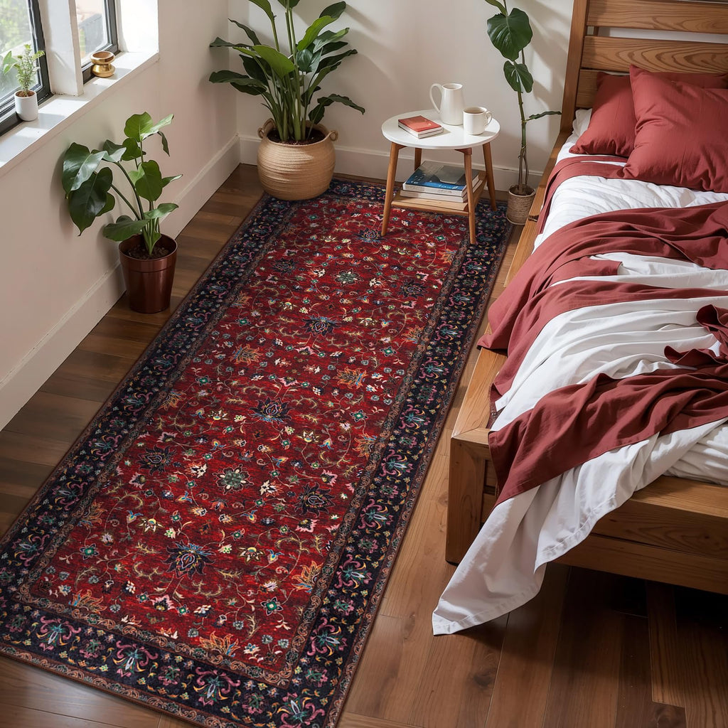 Red 2x5 Washable Runner Rugs s, Oriental Non Slip Rug Runner