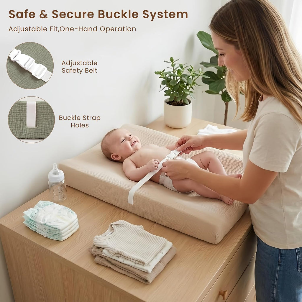 Baby Changing Pad Set with Waterproof Lining & 2 Pack Muslin Covers