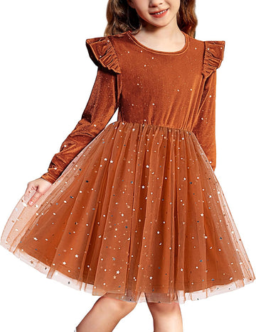 Toddler Tutu Dresses Little Girls Velvet Tulle Fall Winter Dress