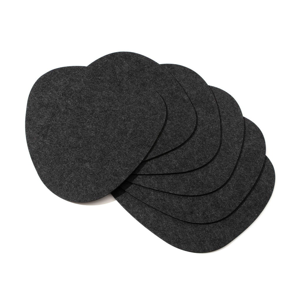 Table Coaster Set of 6 | Non-Slip, Heat-Resistant, Washable Placemats | Suitable for Outdoor Use | Dark Gray, Oval