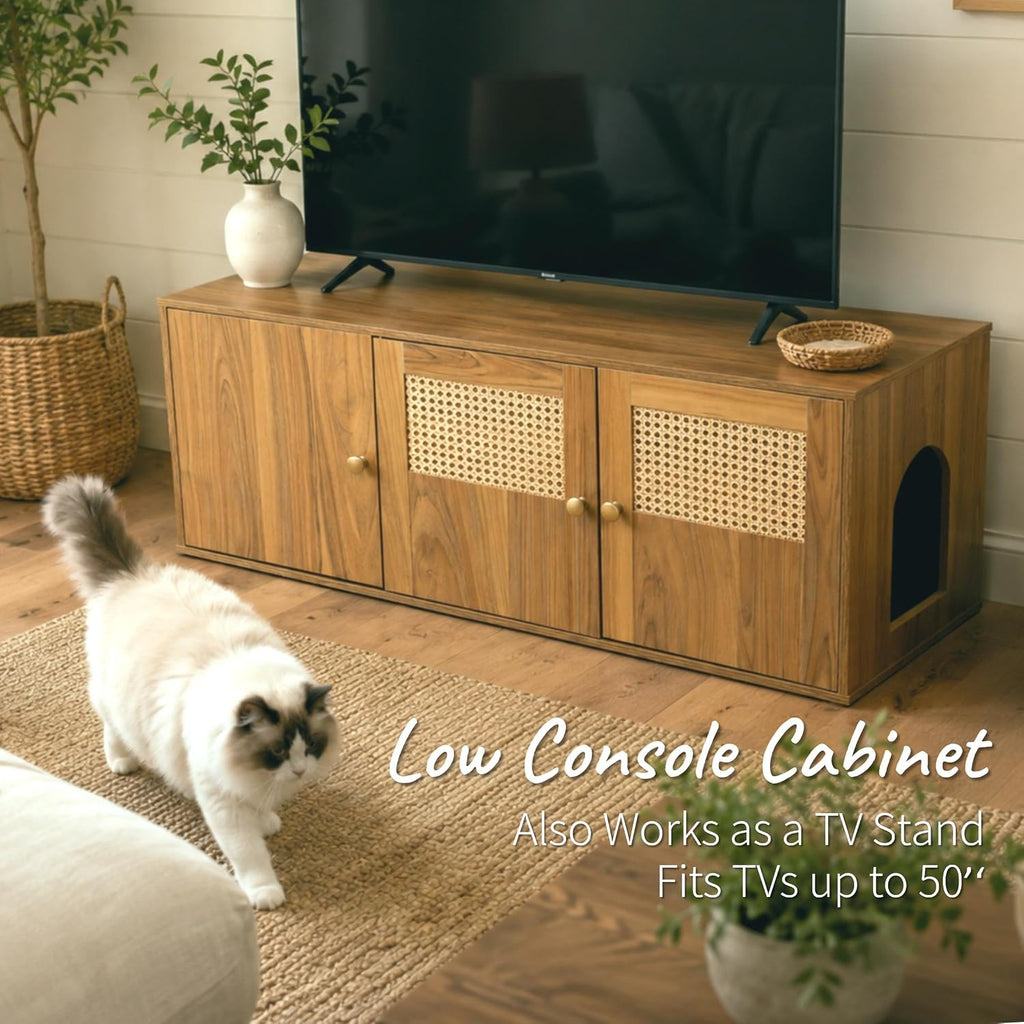 Cat Litter Box Enclosure Furniture with Storage, 42.5"L x 18.5"W x 16.9"H