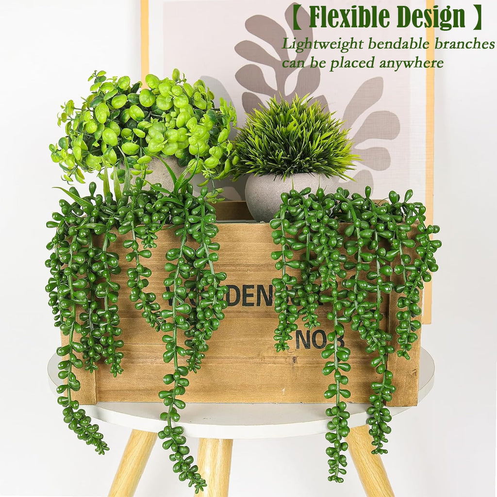 8Pcs Artificial Short Hanging Succulents Plants with Leaves 13.7in