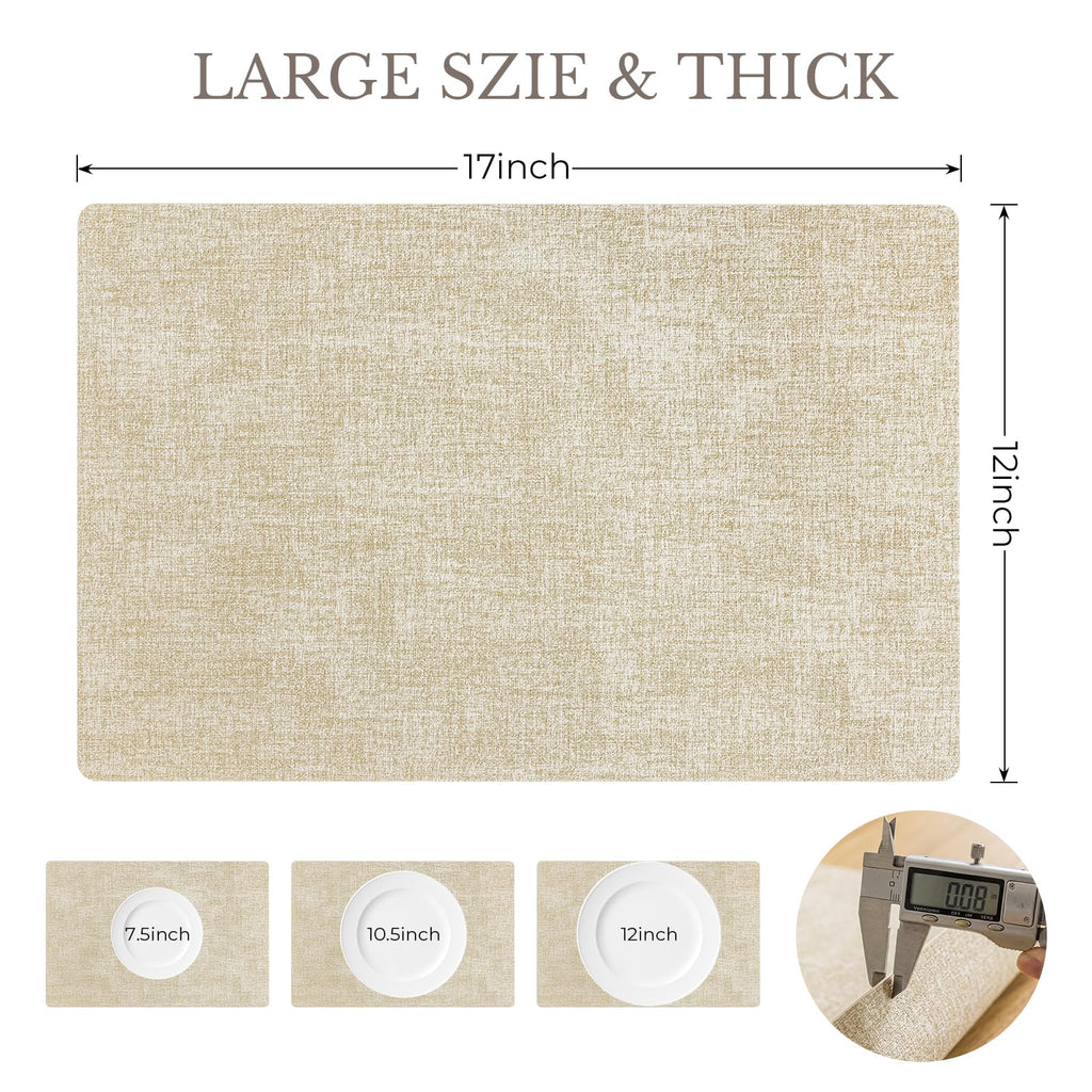 Faux Leather Vinyl Placemats Set of 8, Grey Flower