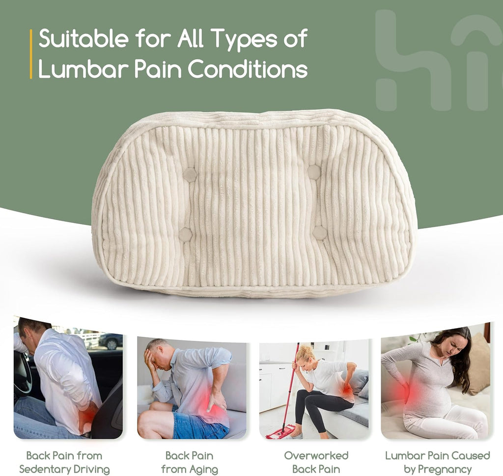 Lumbar Support Pillow for Recliner Chair/Accent Chair/Couch/Office Chair, Tufted Corduroy Back Support Cushion for
