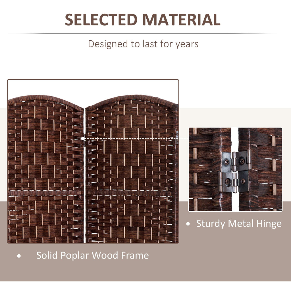 Room Divider 4-Panel, 6FT-Tall Folding Privacy Screen, Brown