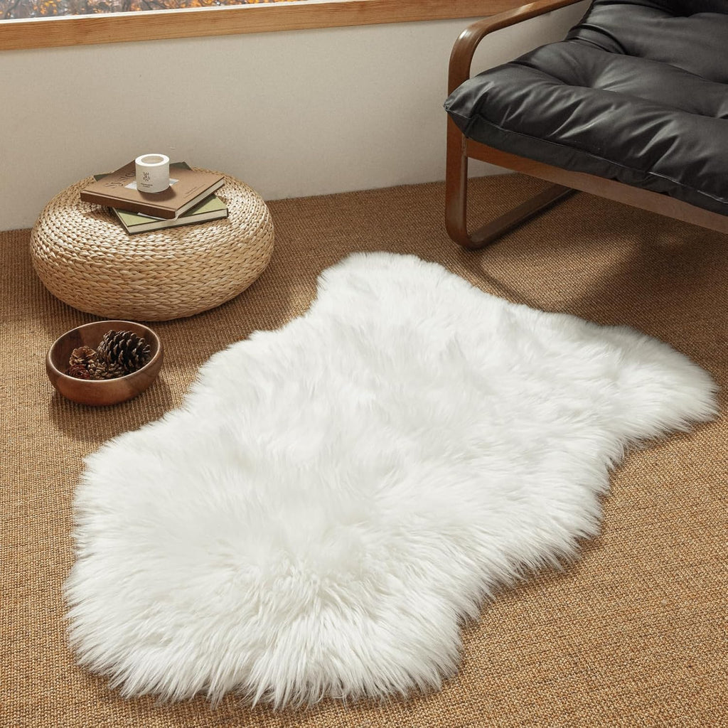 2x3 Faux Fur Shag Area Rug, Soft Plush Washable Carpet for Bedroom Nursery