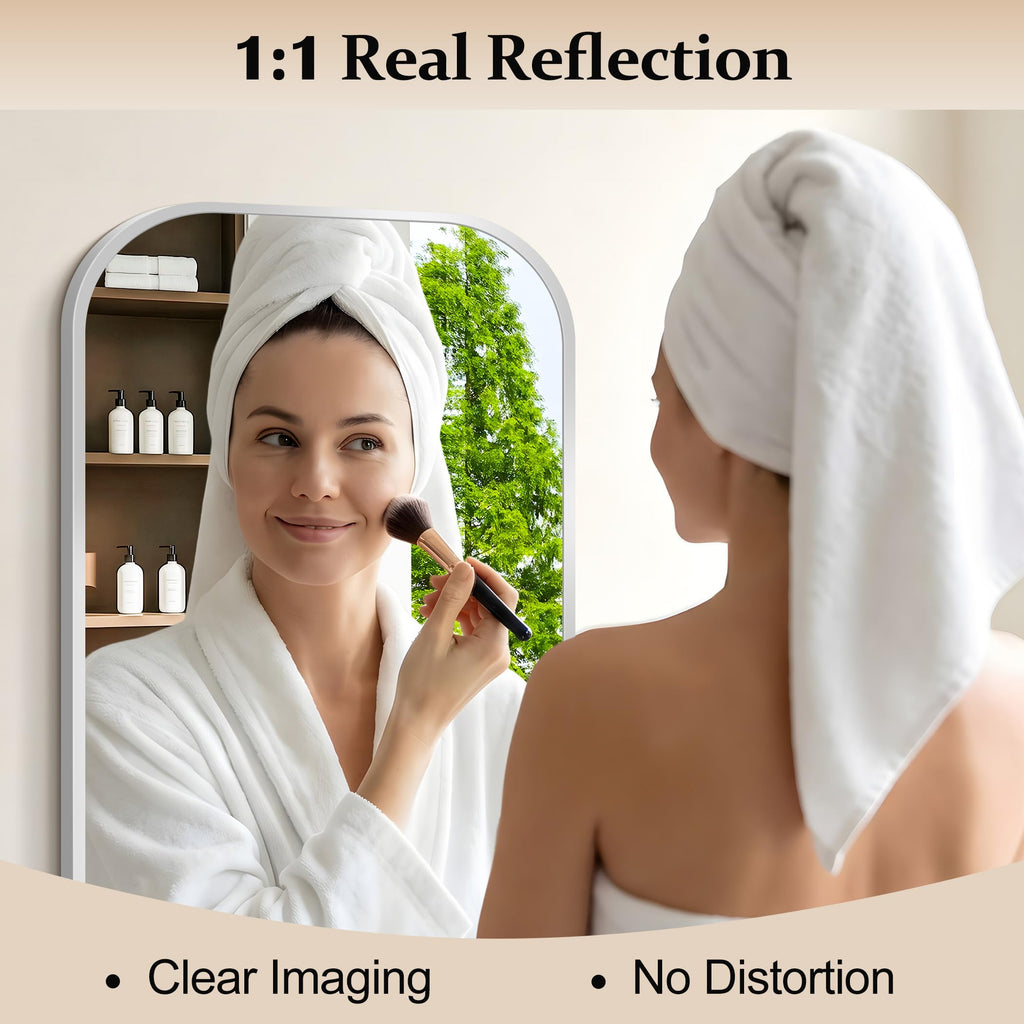 Bathroom Mirror, 20x36 inch Silver Rectangle Wall Mounted Mirror with Thin Frame, Bathroom Vanity Mirrors for Over