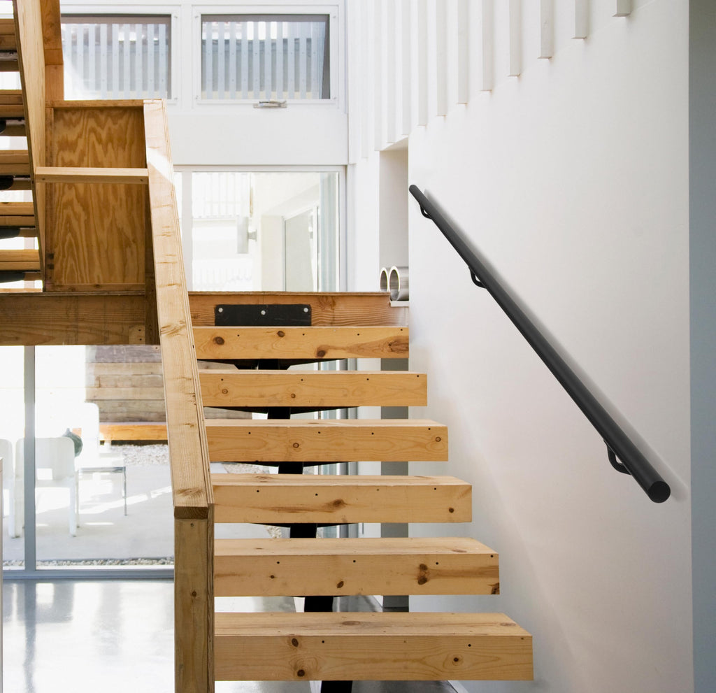 10FT Handrails for Indoor Stairs, Deck, Slope, Modern Aluminum Handrail Set, wall Mounted, with Zink-Alloy Brackets