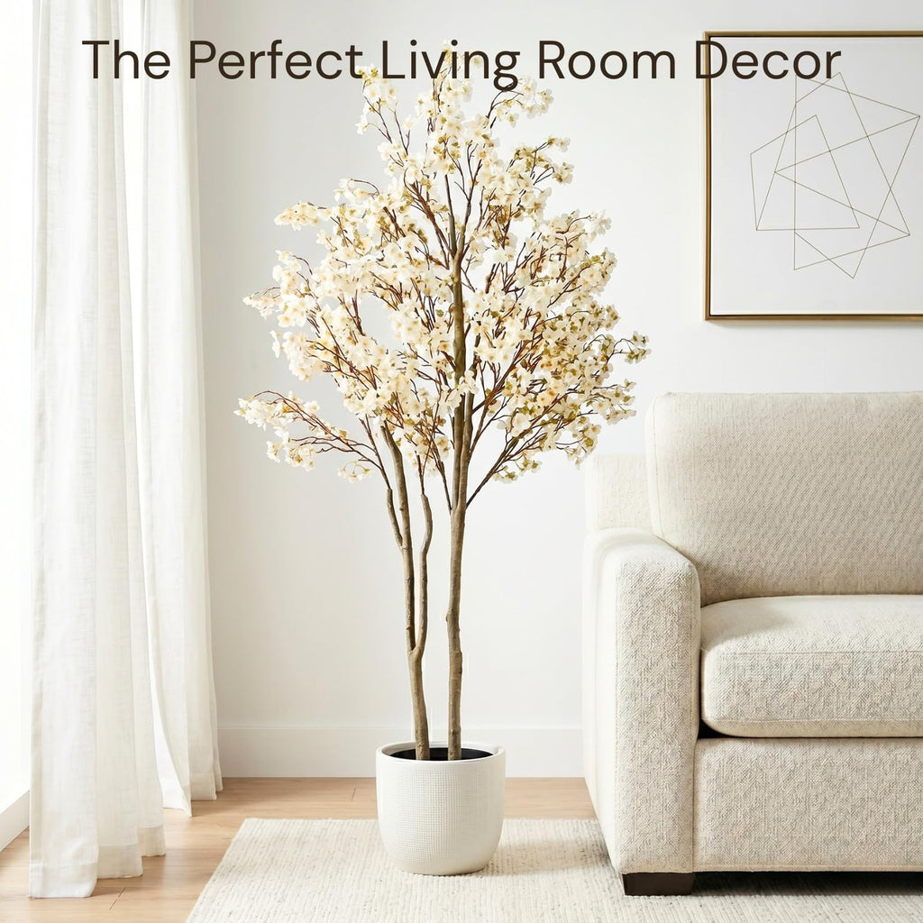 Artificial Cherry Blossom Tree with Lights 6ft Tall, Living Room Decor