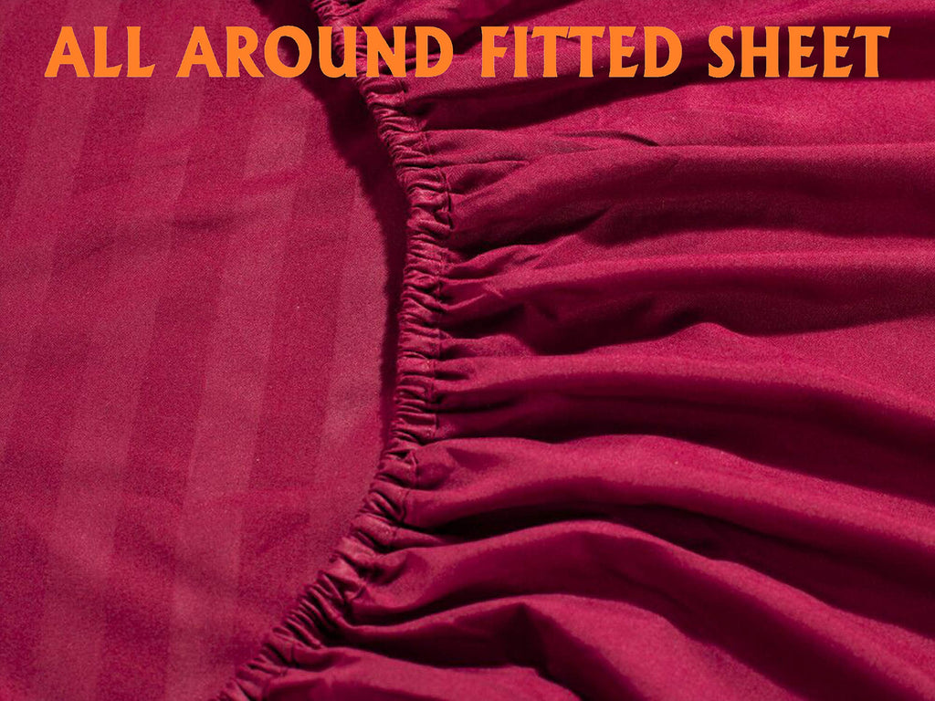 Softest and Coziest 6-Piece Sheet Set - 1500 Thread Count Quality Luxurious Wrinkle Resistant 6-Piece Damask Stripe