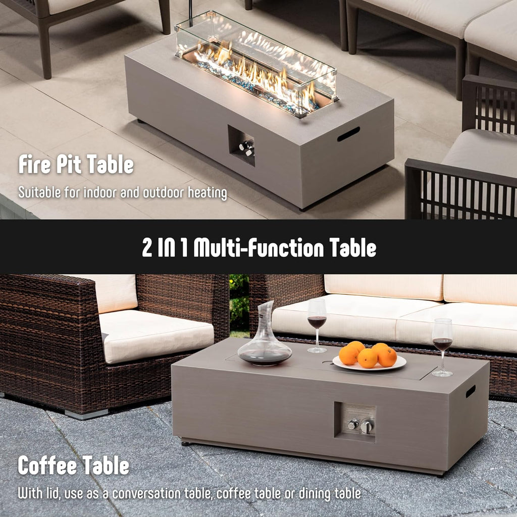 42’’ Propane Fire Pit Table Set with Tank Holder, CSA Certifed 50,000 BTU Outdoor Firepit Table