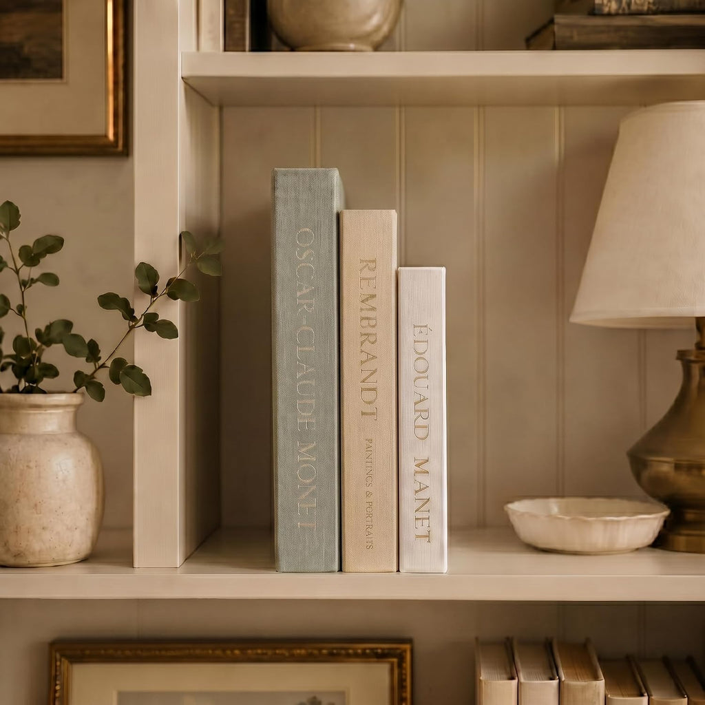 Aesthetic Decorative Books, Set of 3 Linen Faux Book Boxes, Sage | Beautiful Fake/Faux Books for Modern Home Decor