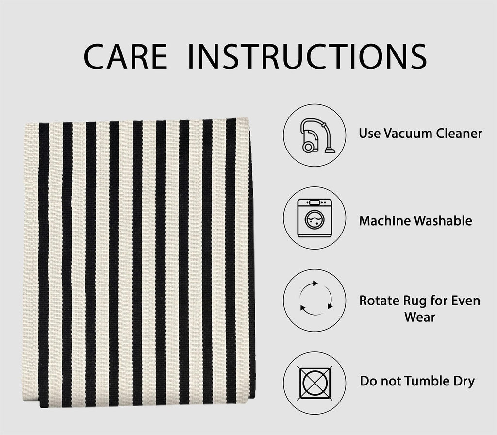 2.3x3.6 Striped Outdoor Door Mat, Washable Porch Rug, Black Beige