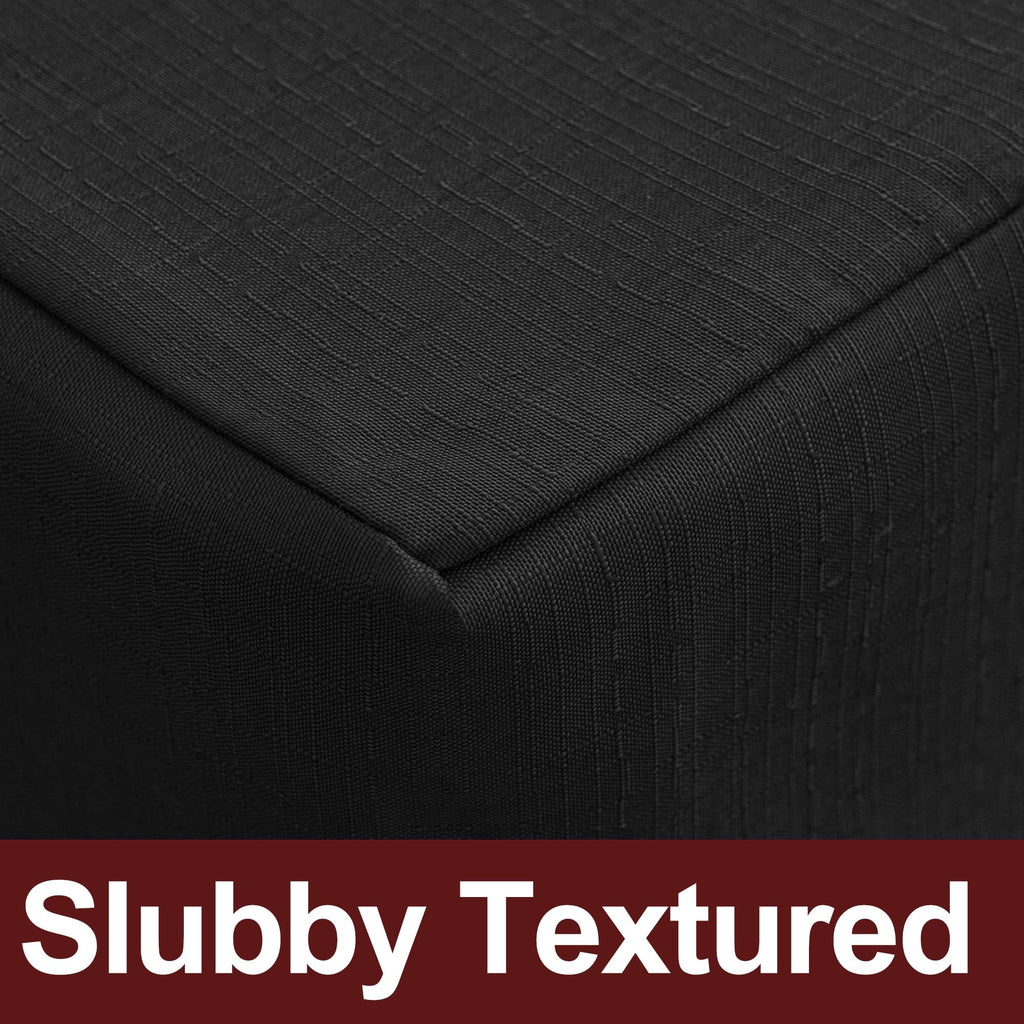 Black Linen Textured Fitted Table Covers For 4Ft Rectangle Tables 2 Pack
