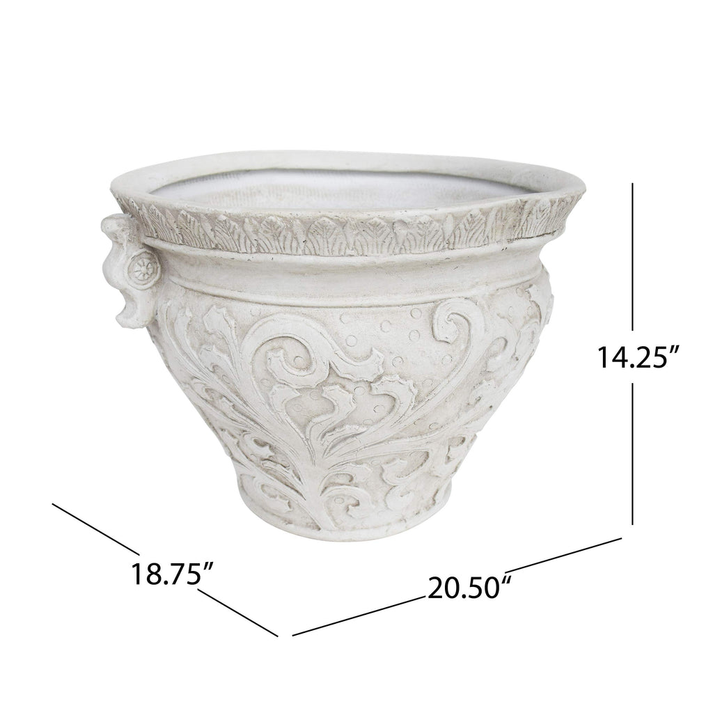Noble House Largo Outdoor Garden Urn Planter Pot in Antique White