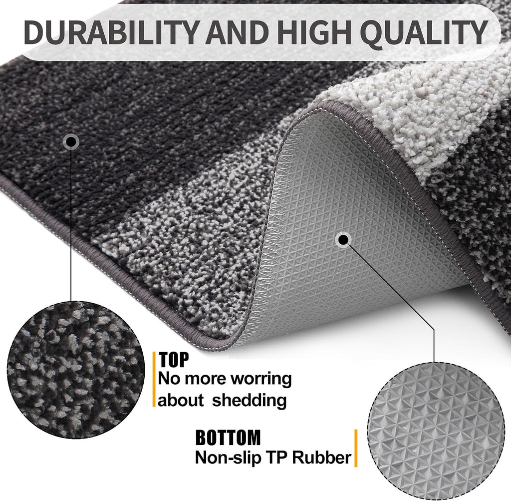 Indoor Outdoor Door Mat, 36x24 Non-Slip Dirt Trapper Doormats | Grey Low-Profile Washable Inside Entrance Front Floor
