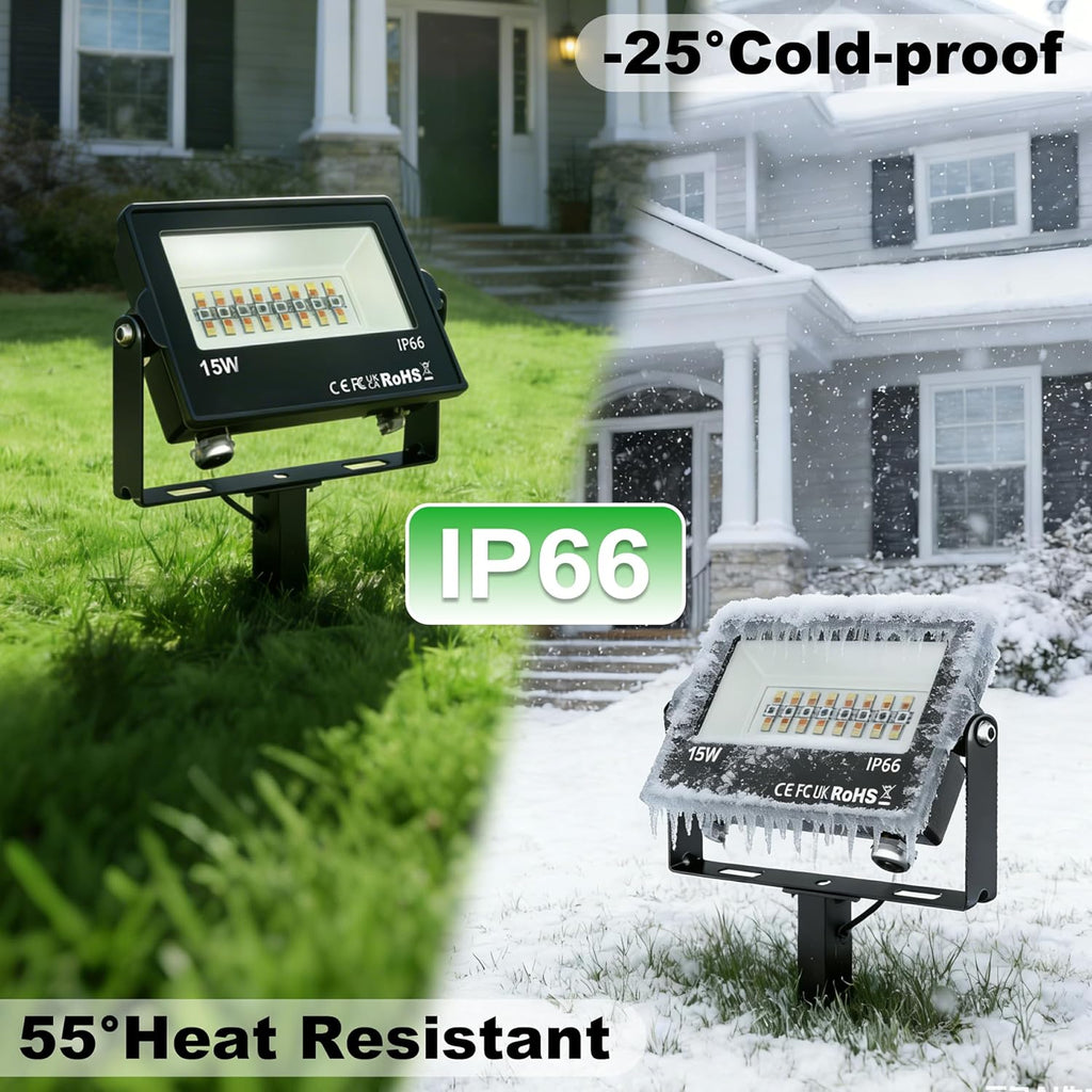 LED Flood Light Outdoor,RGB Waterproof (IP66) Flood Light with APP Control,15W Outdoor Color Changing with DIY Scene
