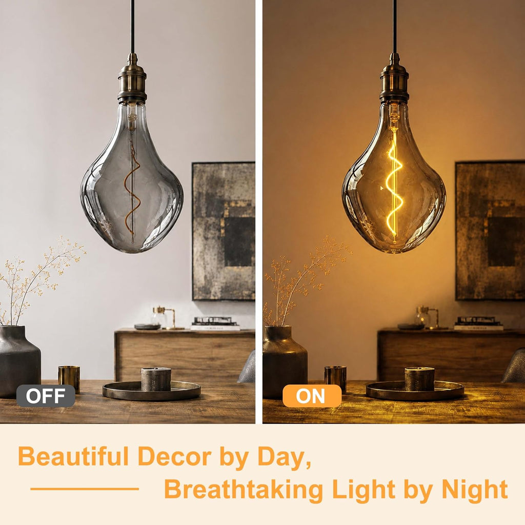 Dimmable Oversized LED Edison Bulb 40 Watt Equivalent, Smoke Grey