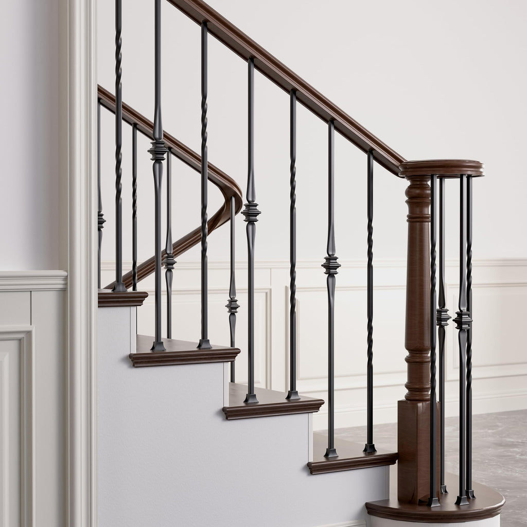 Wrought Iron Hollow Balusters - Deck Spindles Stair Railing indoor, Stair Single Spoon Knuckle Hollow Iron Baluster