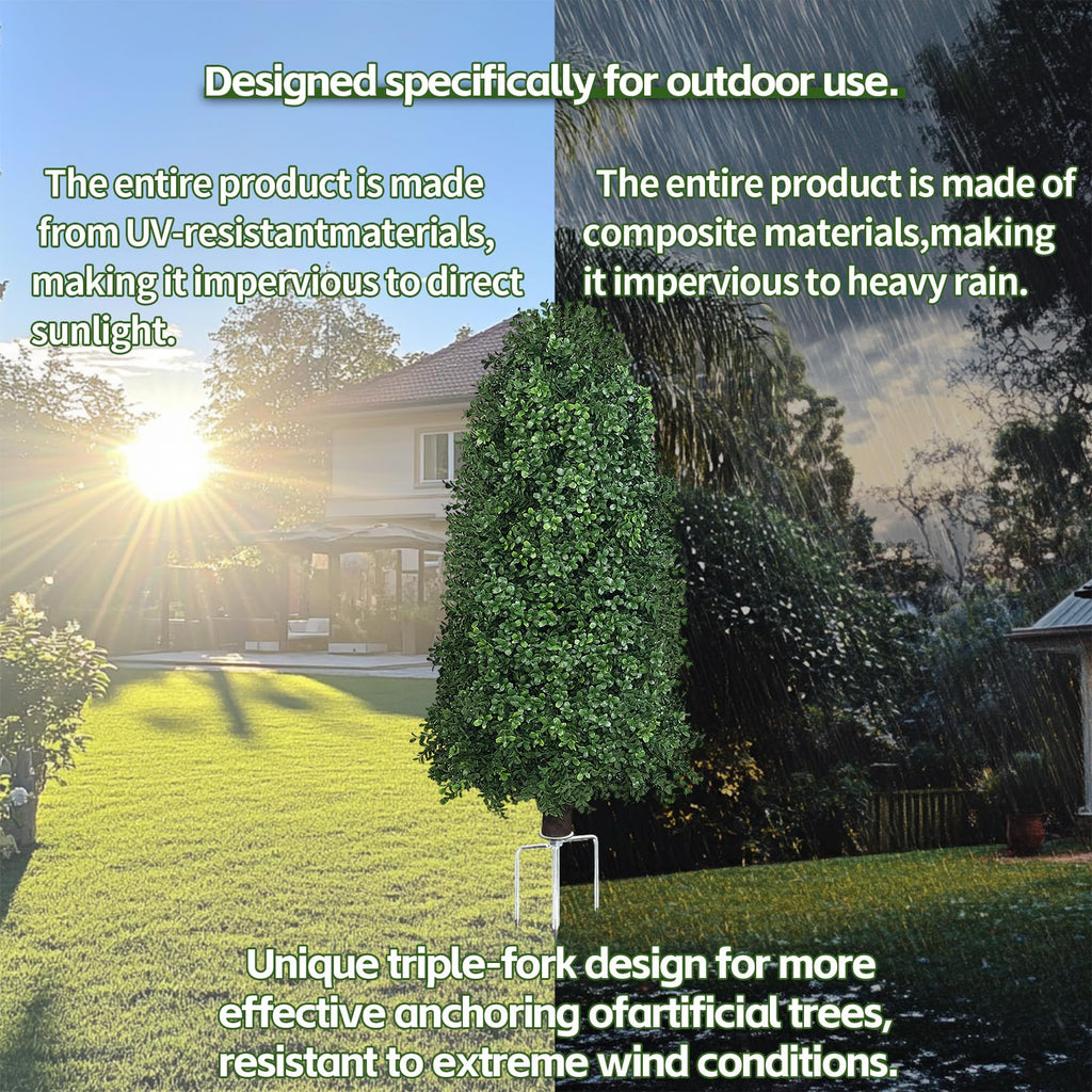 Boxwood Topiary Bush -Artificial Topiary for Outdoors-Evergreen Plants Topiary Ball Tree UV-Resistant 2-Pack for