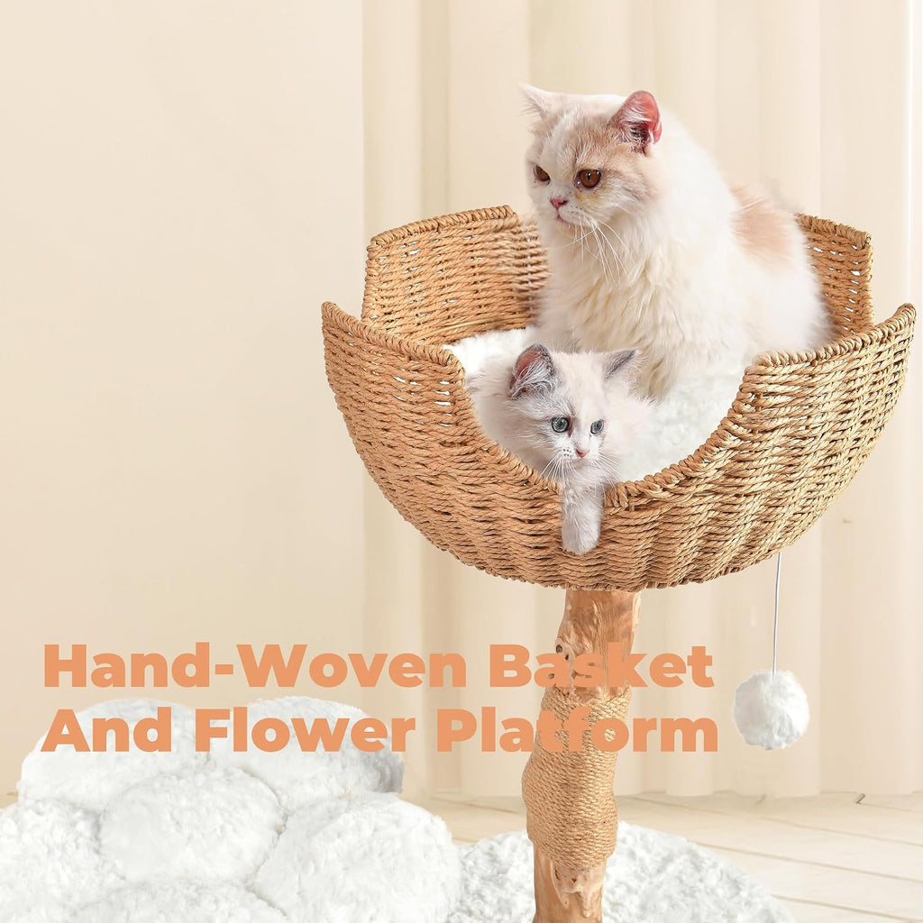 Modern Cat Tree, 39.9" Aesthetic Wood Cat Tree Tower for Large Cats, Luxury Cat Condo with Scratching Posts