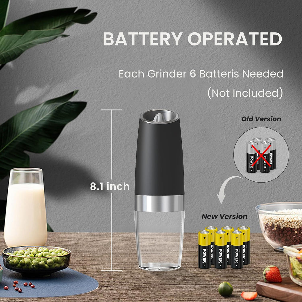 Battery Operated Salt And Pepper Grinder Set 2 Pack (Black) - Set of 2