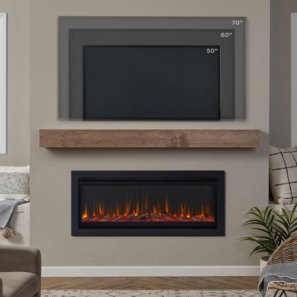 49" Wall-Mount or Recessed Electric Fireplace Insert