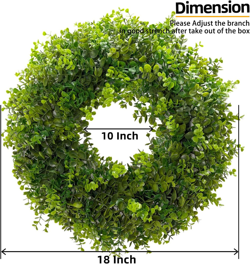 18 Inch Boxwood Wreath for Front Door,Greenery All Year Round